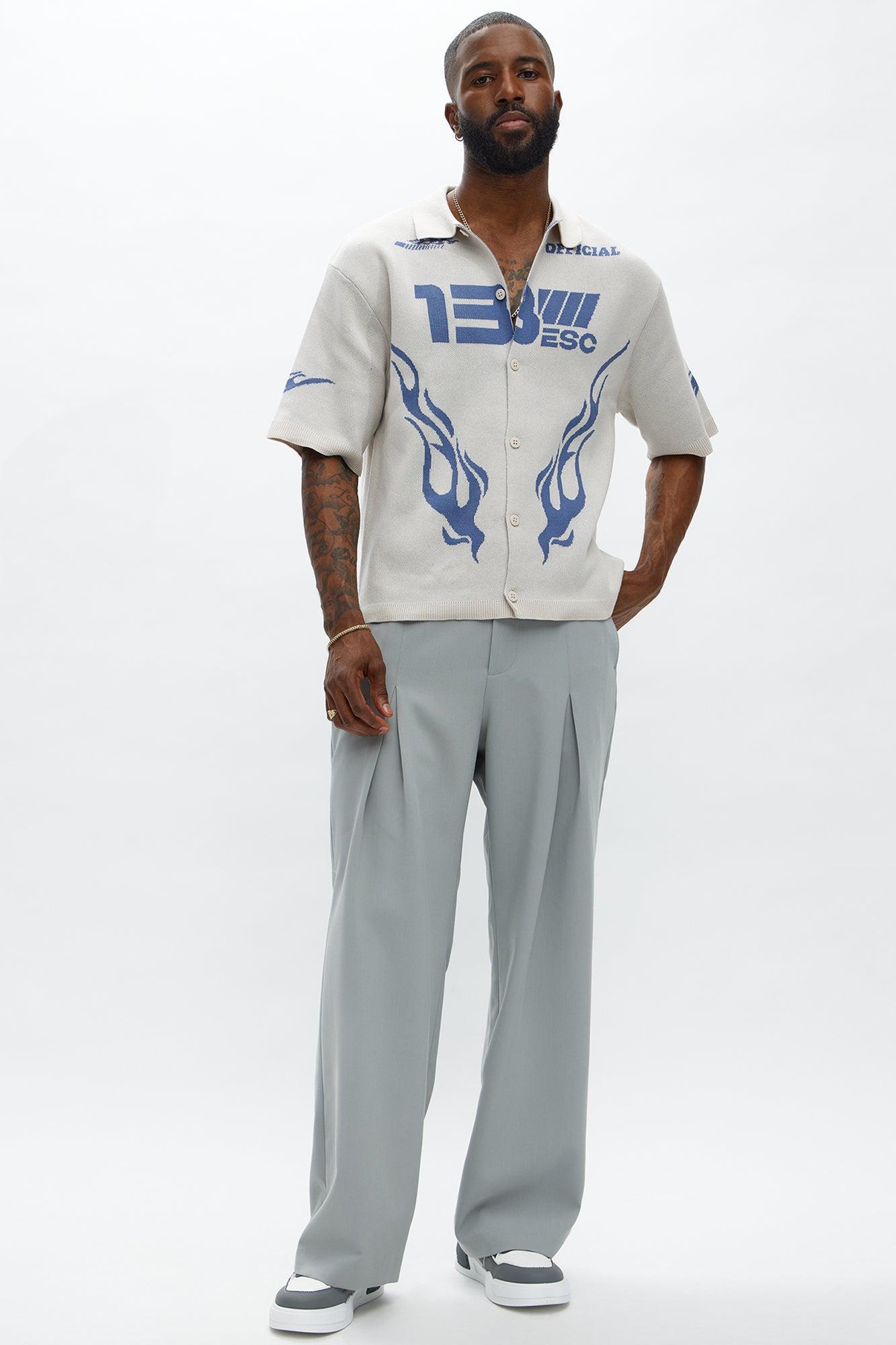 Regular Fit 13 Button Up Sweater Shirt - Cream/combo Product Image