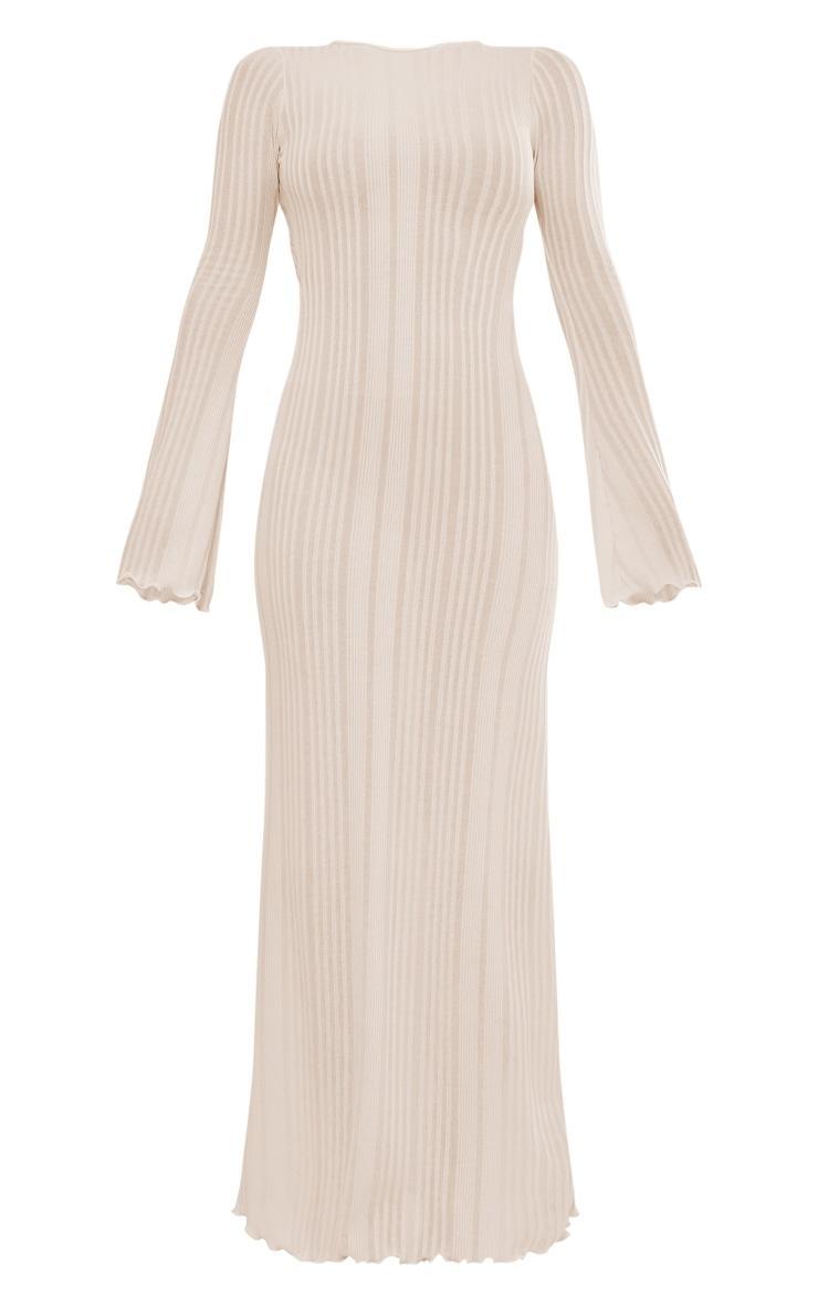 Cream Rib Low Back Maxi Dress Product Image