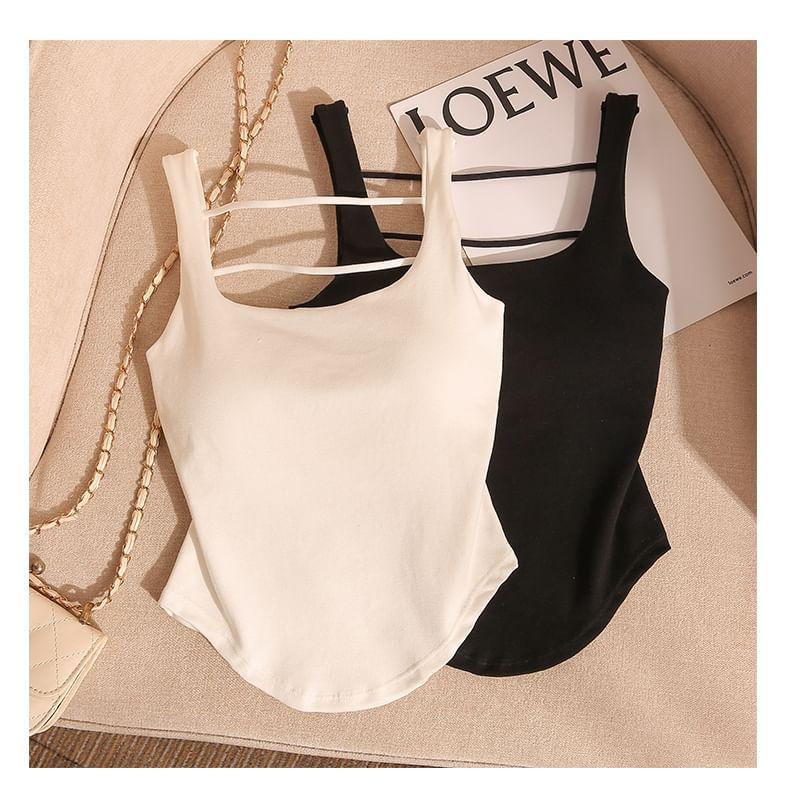 Square Neck Plain Crop Camisole Top Product Image