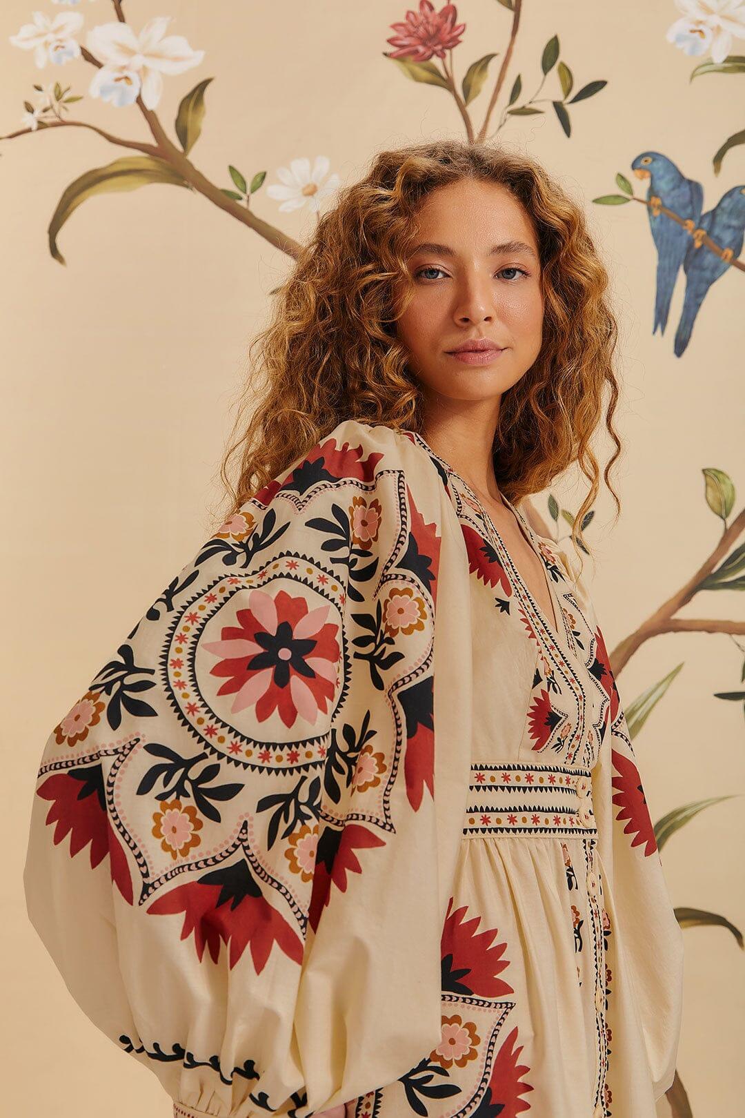 Cream Cashew Mandala Maxi Dress, CASHEW MANDALA CREAM / XXS Product Image