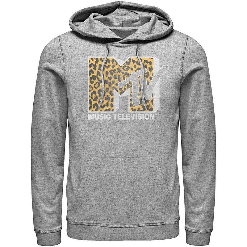 Men's MTV Logo Cheetah Print Hoodie, Size: Medium, Char Hthr Product Image