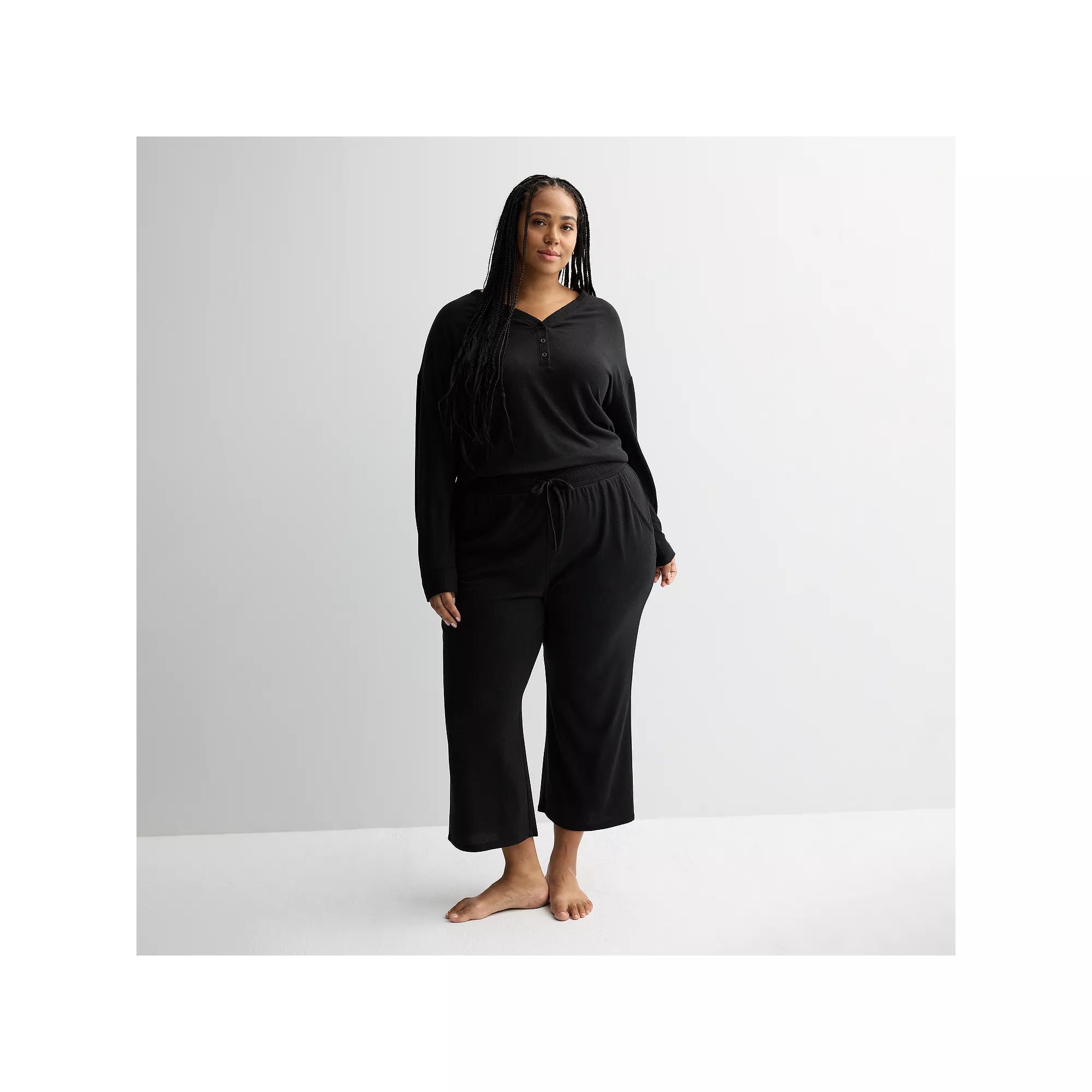 Plus Size Sonoma Goods For Life® Open Hem Cropped Pajama Pants, Women's, Size: 3XL, Pitch Black Product Image