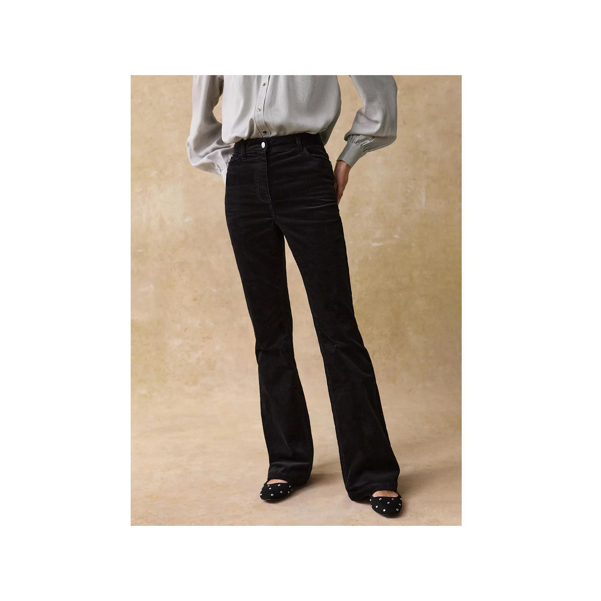 Women's NEXT Black Corduroy Flared Trousers, Size: 14 REG Product Image