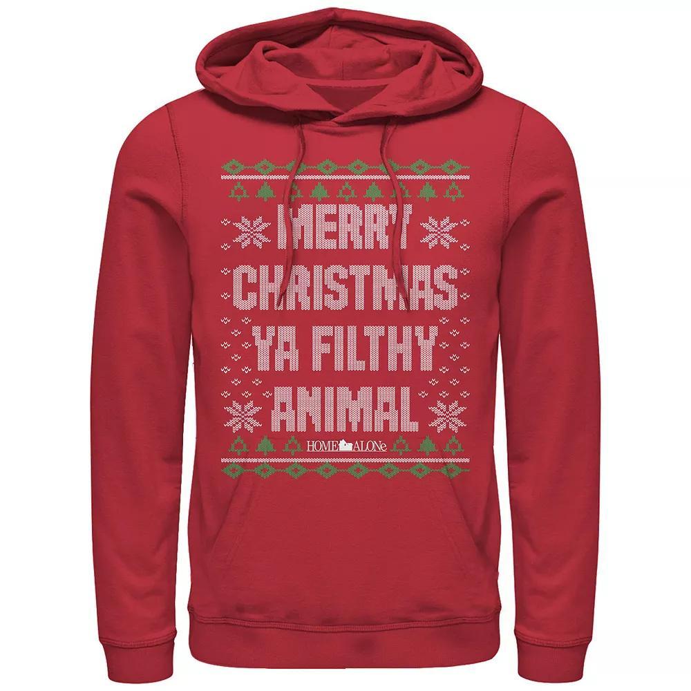 Big & Tall Home Alone Merry Christmas Ya Filthy Animal Sweater Graphic Hoodie, Men's, Size: Medium, Red Product Image