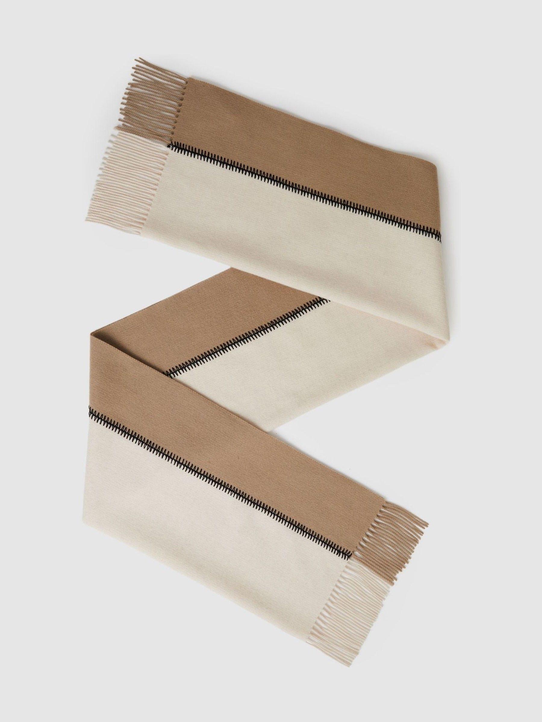 Lambswool Whipstitched Scarf in Camel Product Image