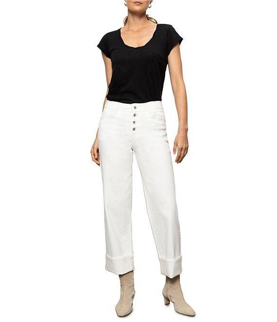 Sanctuary Luna Button Fly Cuffed Cropped Denim Jeans Product Image