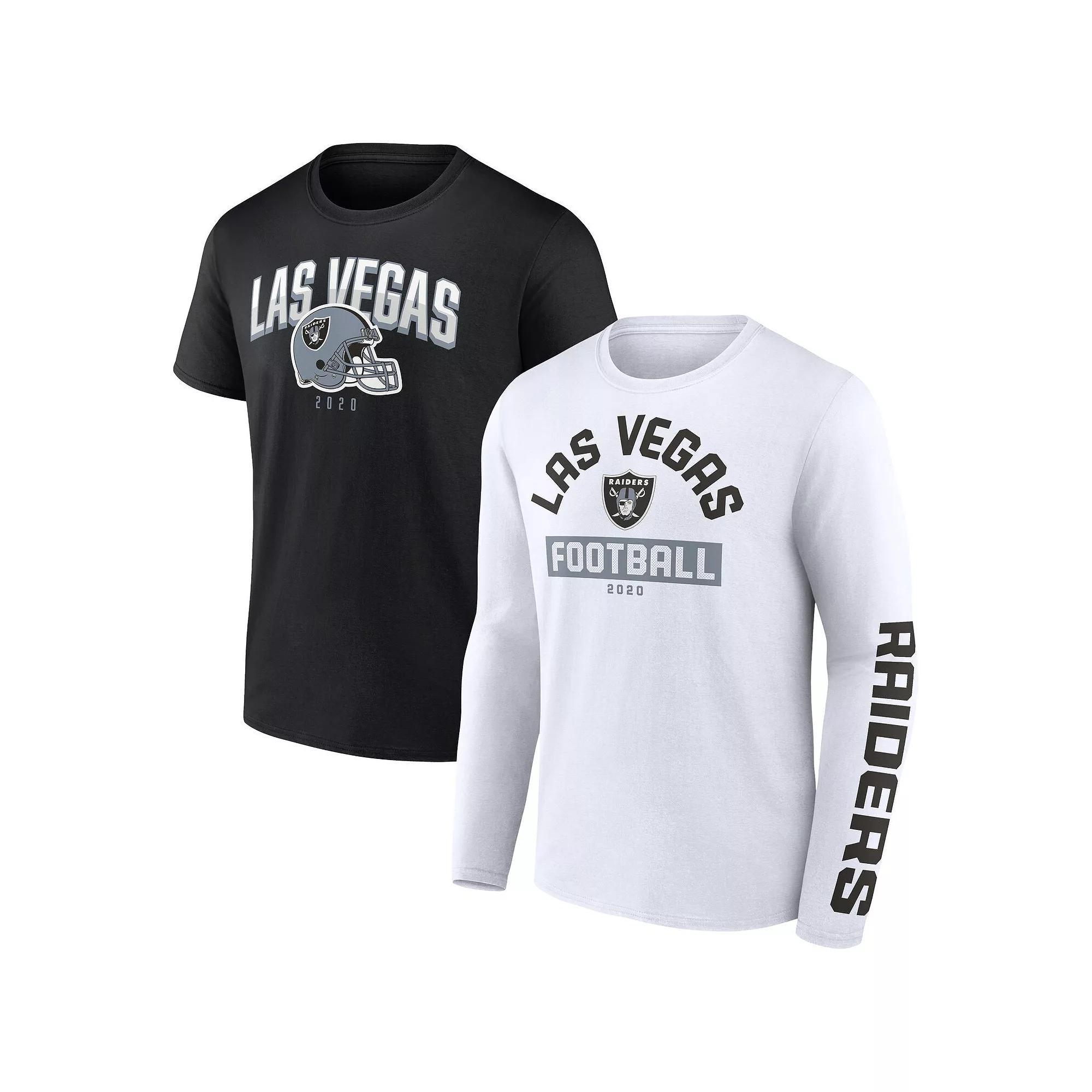 Mens Fanatics Branded Black/White Las Vegas Raiders Long and Short Sleeve Two-Pack T-Shirt Product Image