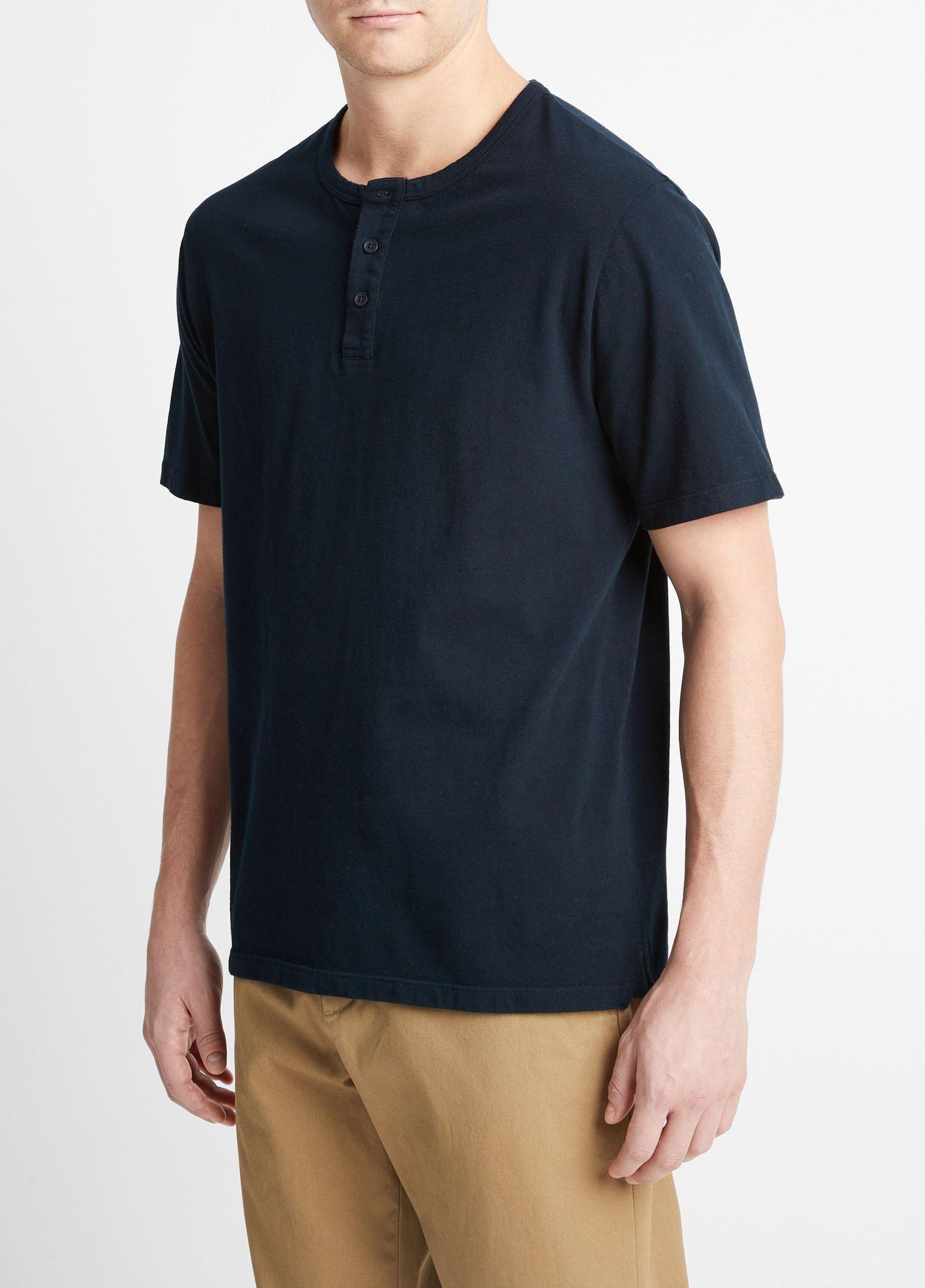 Garment Dye Cotton Short-Sleeve Henley Product Image