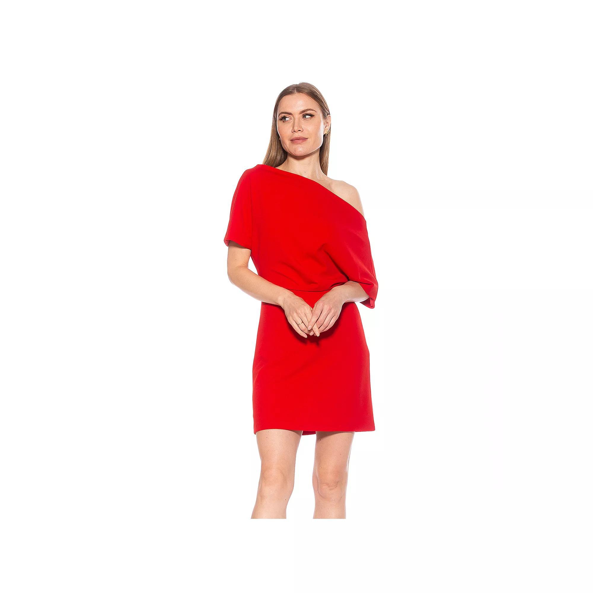 Women's ALEXIA ADMOR Draped Shoulder Mini A-Line Dress, Size: XS, Lapis Product Image