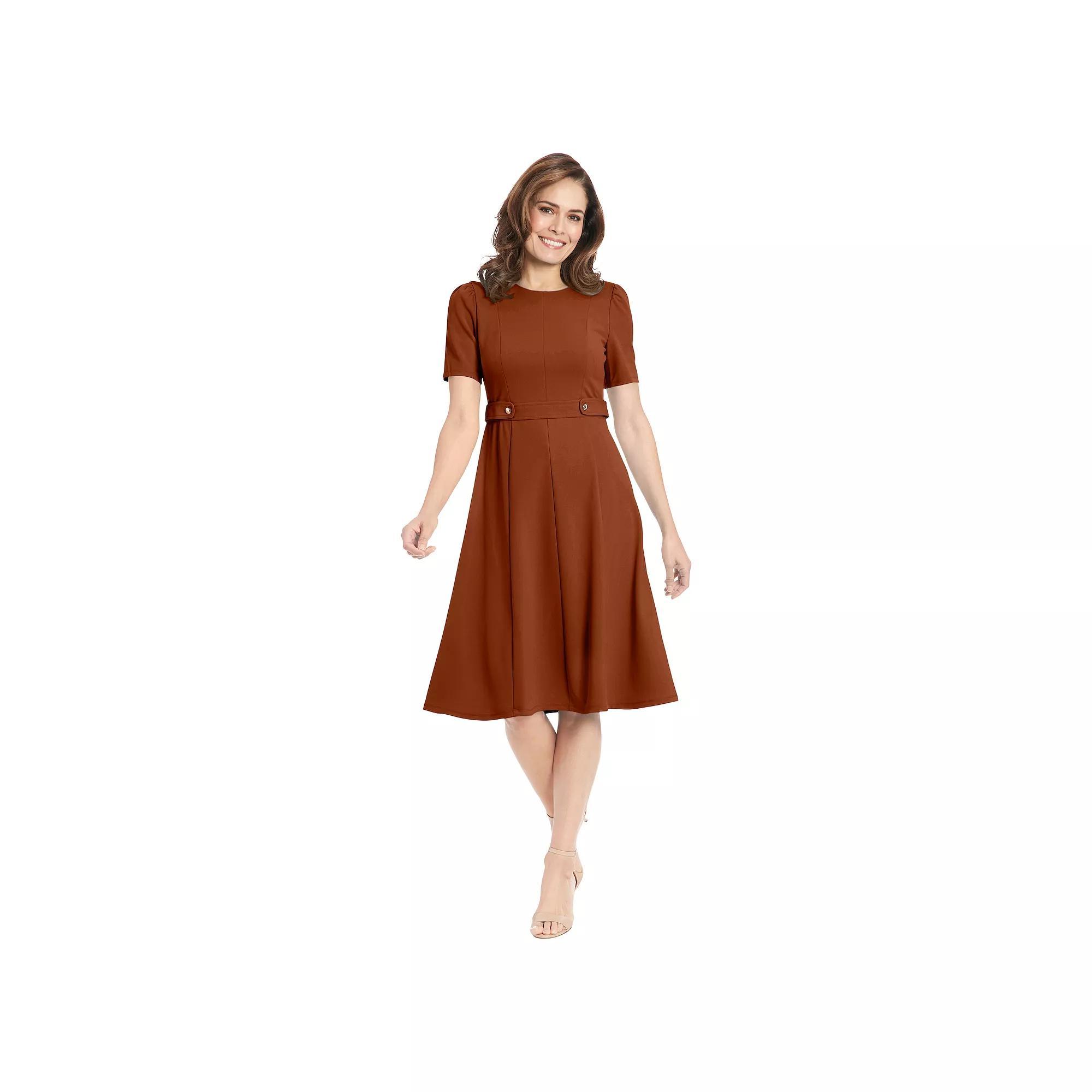 Womens London Times Solid Side Tab Fit & Flare Dress Product Image