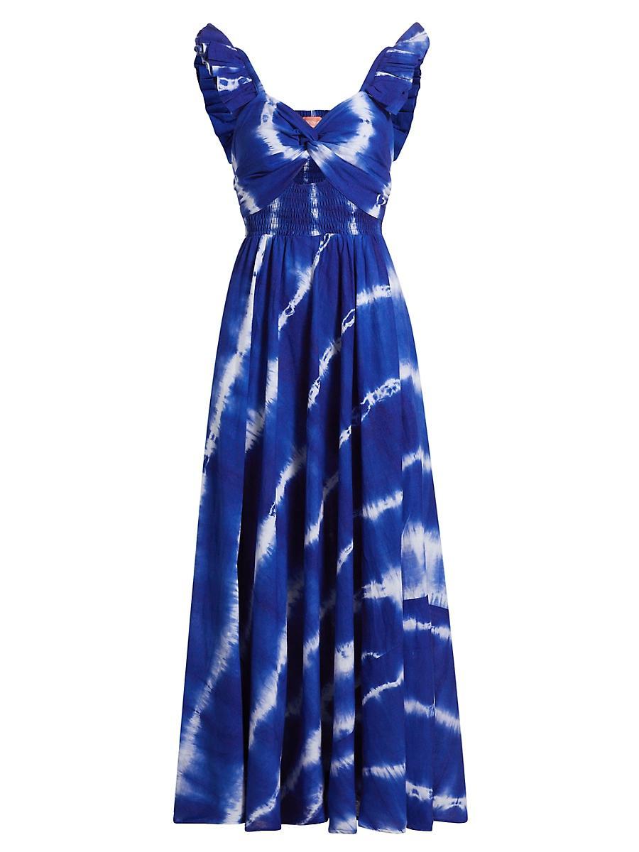 Womens Ibukun Tie-Dye Ruffled Cotton Maxi-Dress Product Image