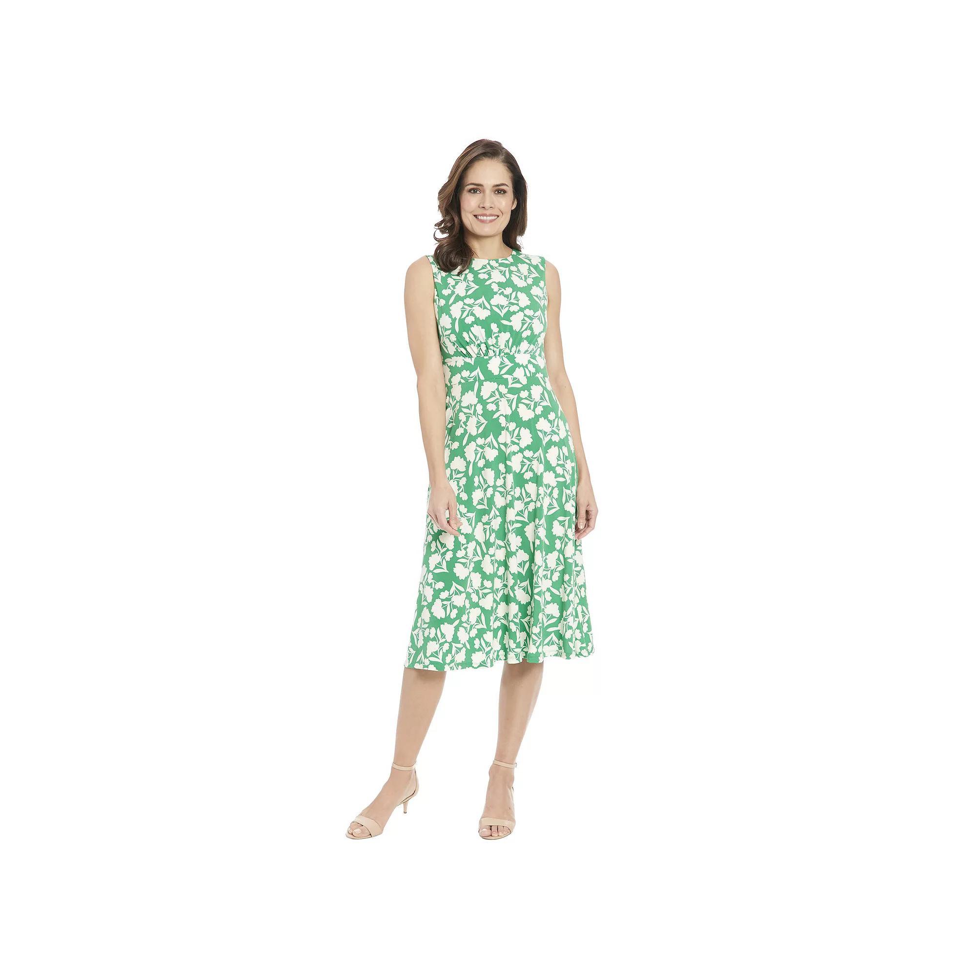 Women's London Times Floral Inset Waist Midi Dress, Size: 10, Green Ivory Product Image