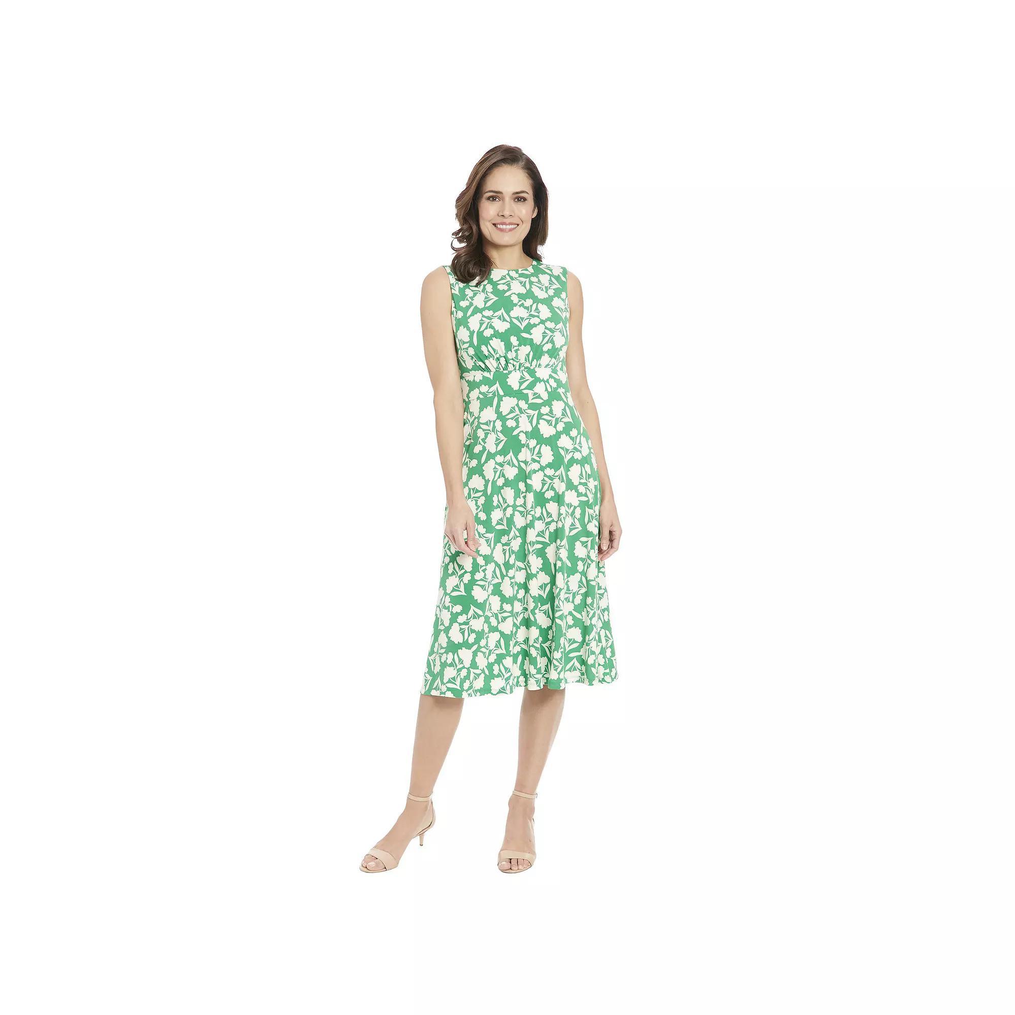 Women's London Times Floral Inset Waist Midi Dress, Size: 10, Green Ivory Product Image