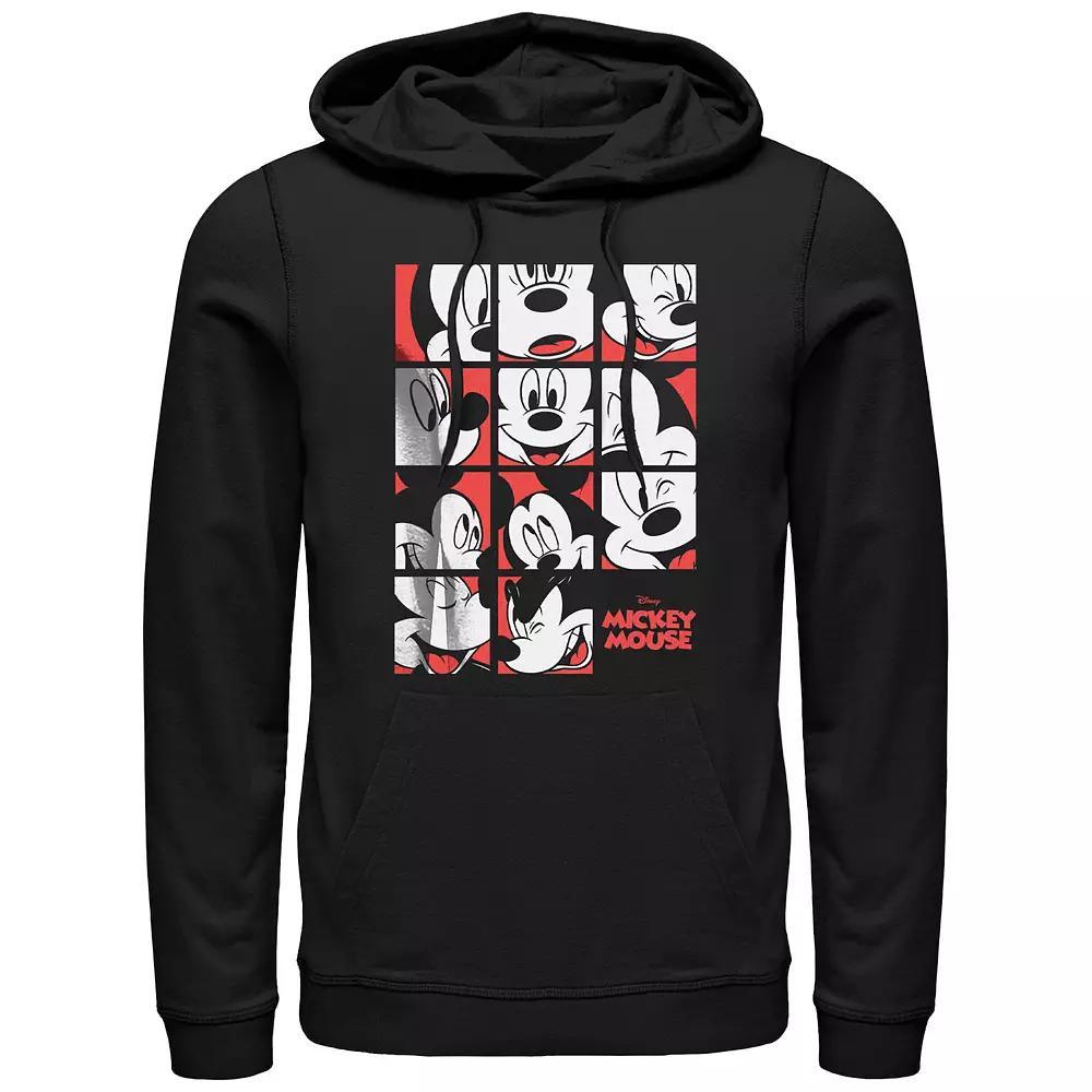 Men's Mickey Mouse Expressions Grid Graphic Hoodie, Size: Small, Black Product Image