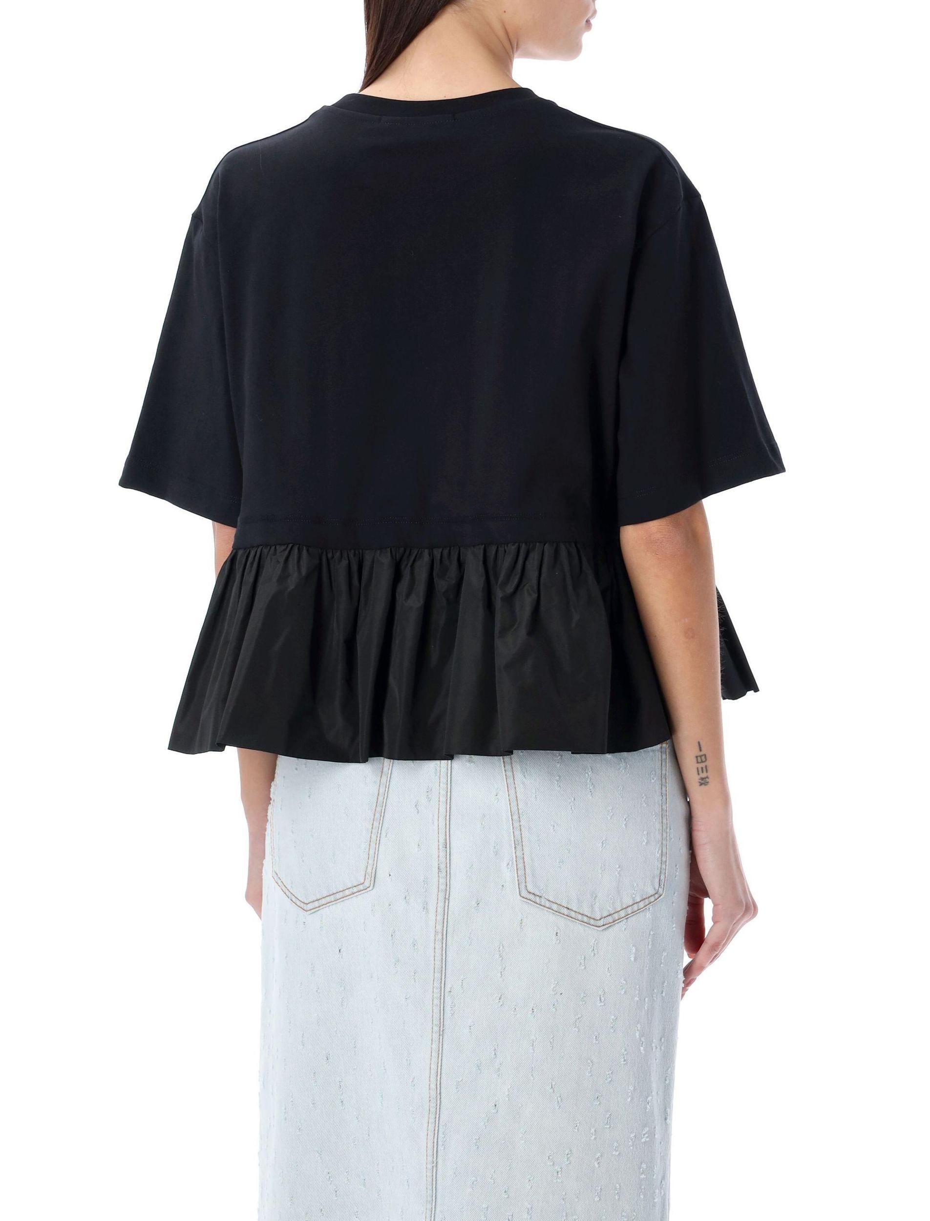MSGM Peplum-hem Cotton T-shirt In Black Product Image