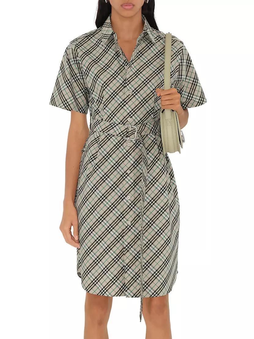 Check Poplin Belted Shirtdress Product Image