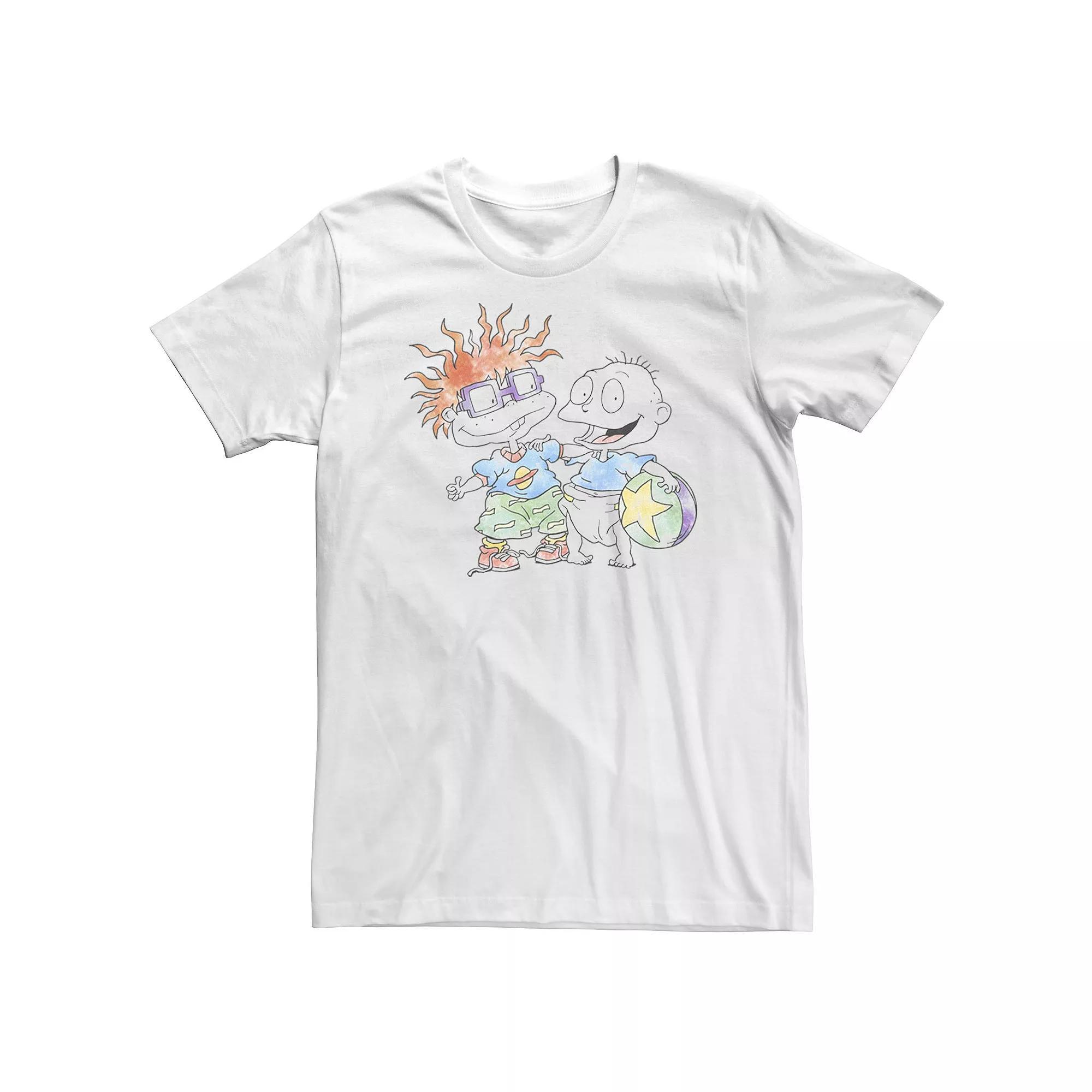 Big & Tall Nickelodeon Rugrats Tommy And Chuckie Best Friends Watercolor Tee, Men's, Size: 4XL, White Product Image