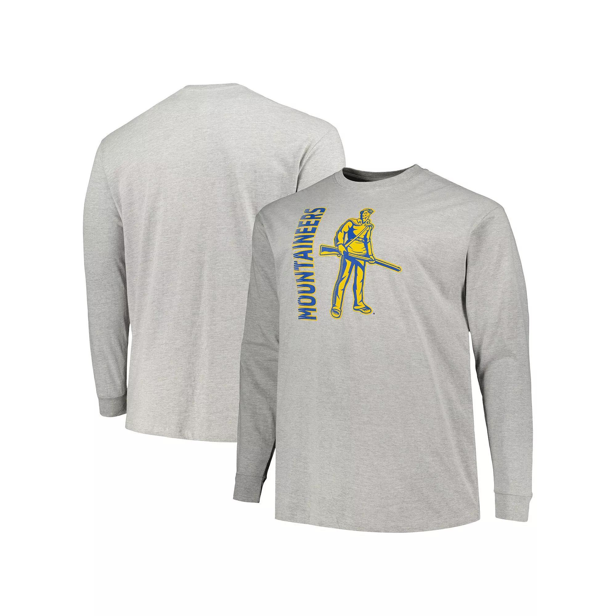Mens Champion Heather Gray West Virginia Mountaineers Big & Tall Mascot Long Sleeve T-Shirt Product Image