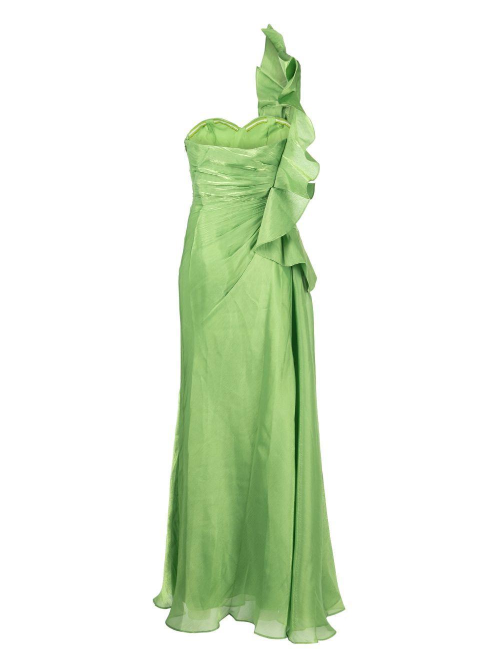 Leaf one-shoulder pleated gown Product Image