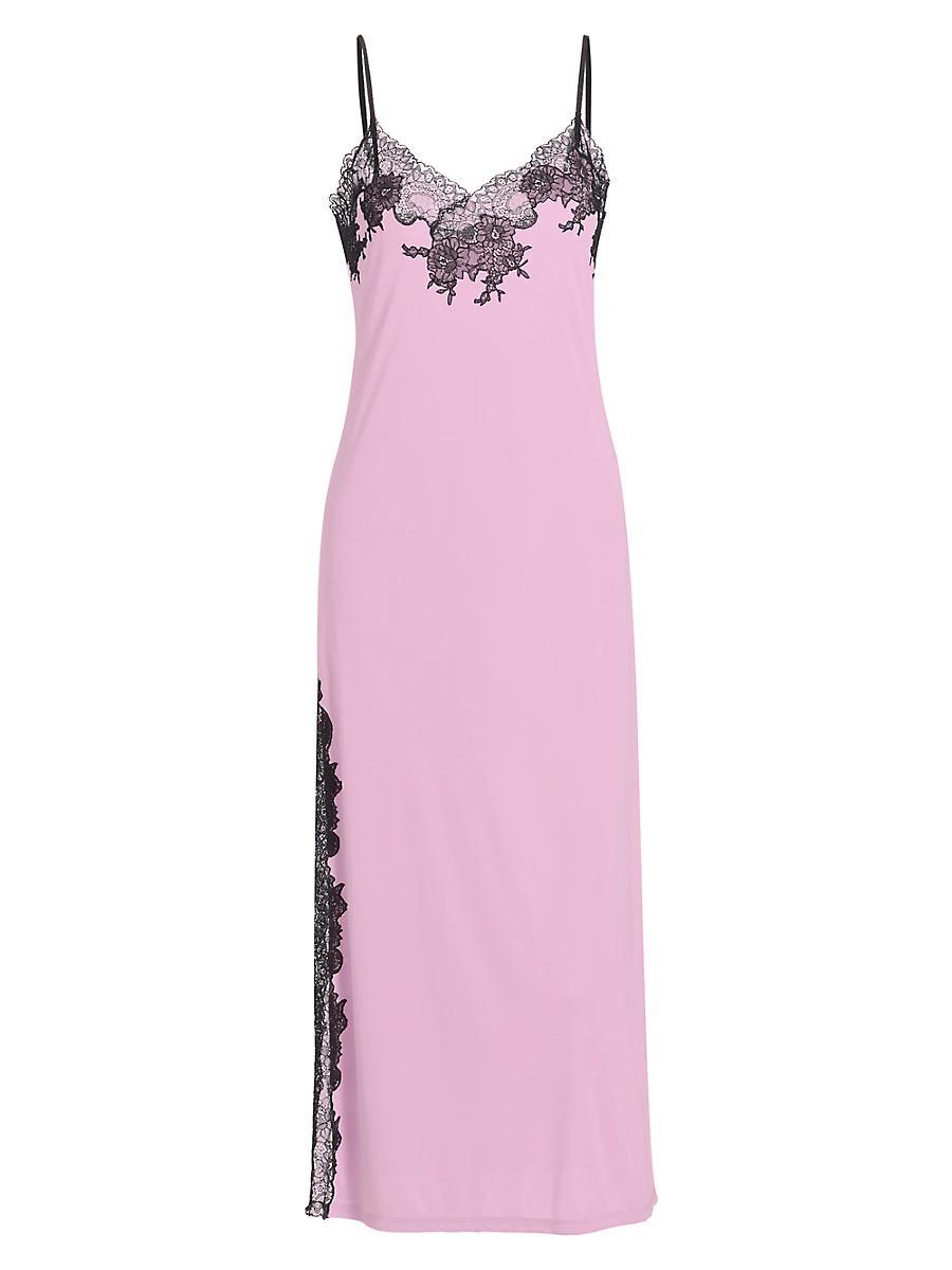 Womens Contrast Lace-Trim Nightdress Product Image
