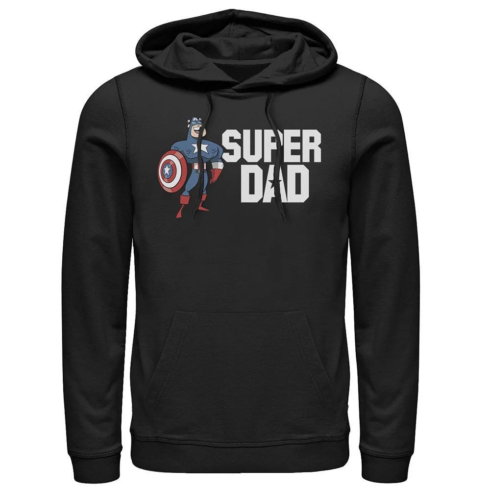 Men's Marvel Father's Day Captain America Super Dad Portrait Hoodie, Size: XXL, Black Product Image
