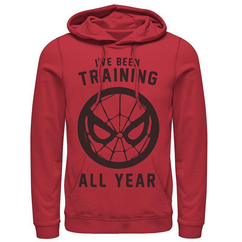 Men's Marvel Spider-Man I've Been Training All Year Logo Hoodie, Size: Small, Red Product Image