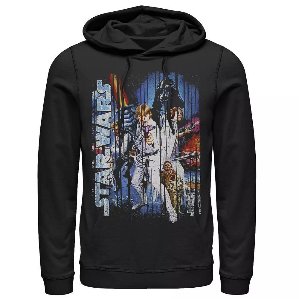 Men's Star Wars Classic Group Shot Striped Poster Hoodie, Size: XXL, Blue Product Image