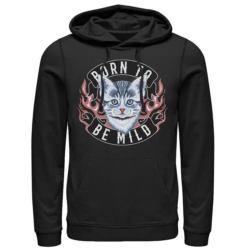 Men's Born To Be Mild Kitten Flame Portrait Hoodie, Size: Small, Black Product Image