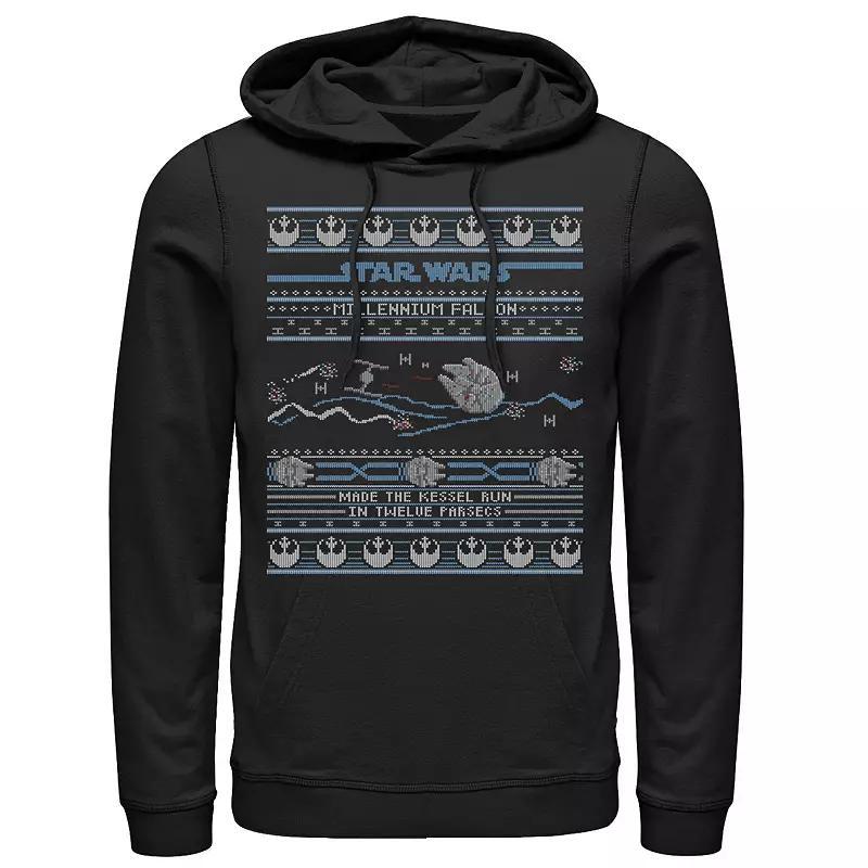 Men's Star Wars Falcon Kessel Run Ugly Christmas Sweater Hoodie, Size: Large, Black Product Image