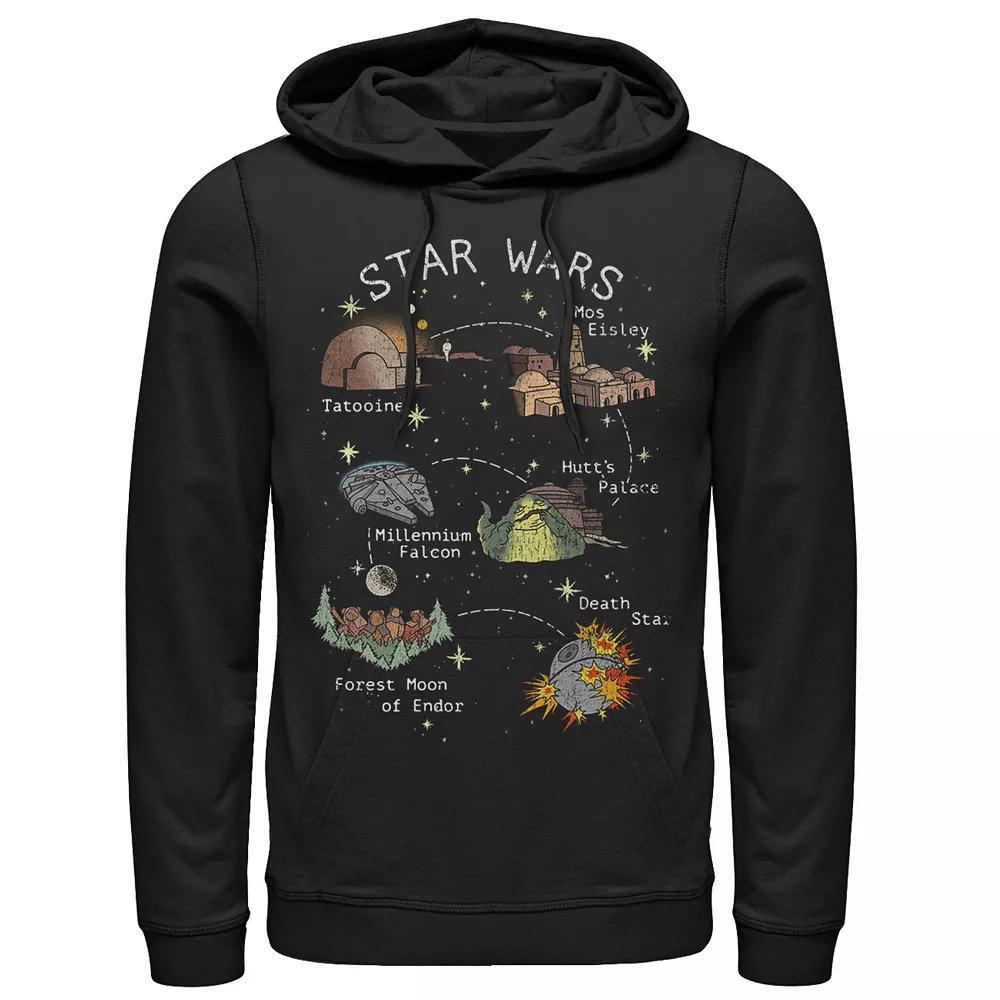 Men's Star Wars Story Map Pullover Graphic Hoodie, Size: Small, Black Product Image