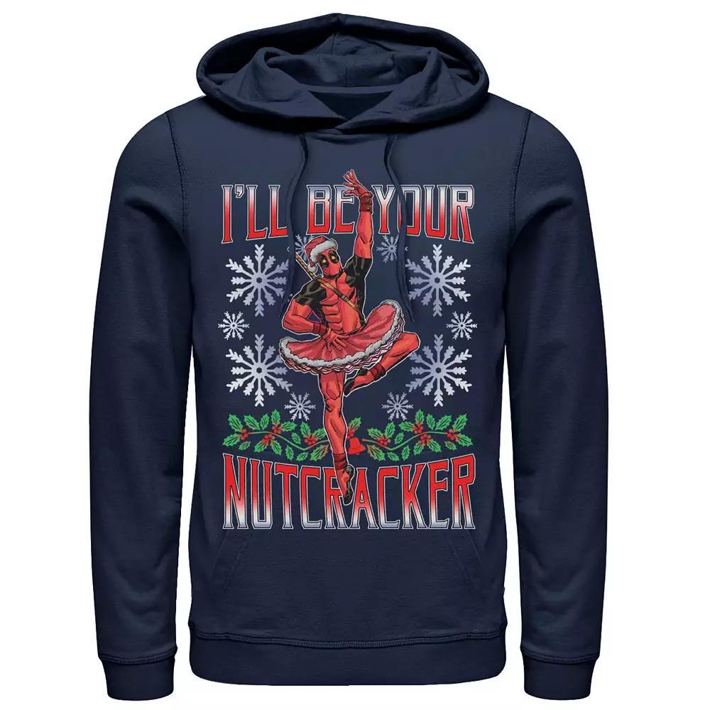 Men's Marvel Deadpool Nutcracker Ballerina Santa Holiday Hoodie, Size: XXL, Blue Product Image