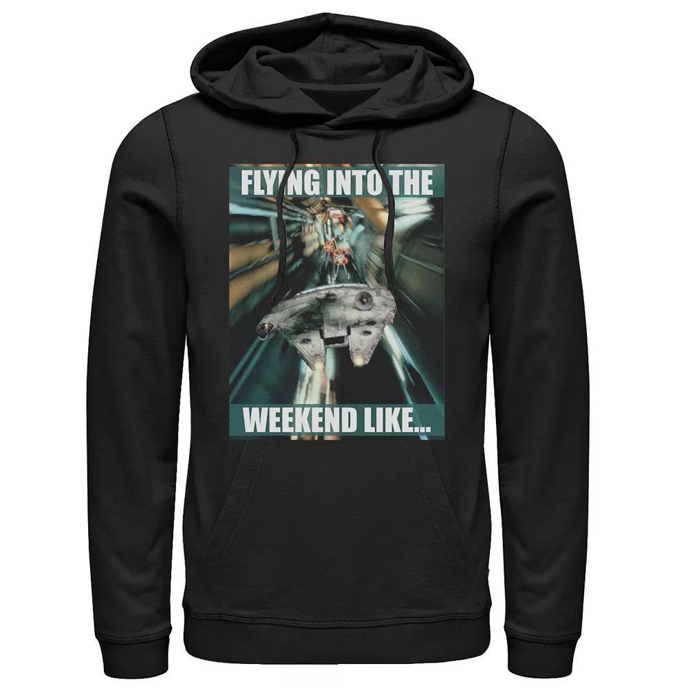 Men's Star Wars Millennium Falcon Flying Into The Weekend Like Hoodie, Size: Large, Black Product Image