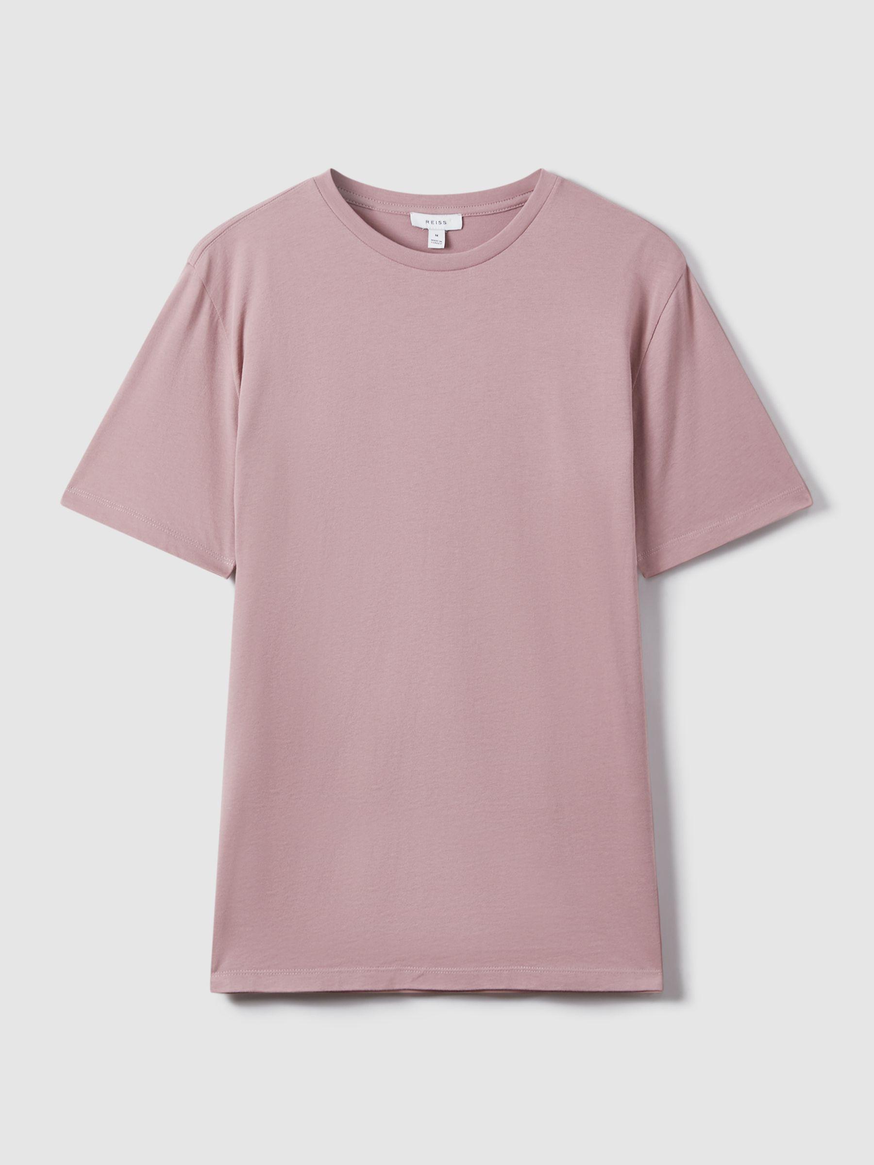 Cotton Crew Neck T-Shirt in Dusty Rose Product Image