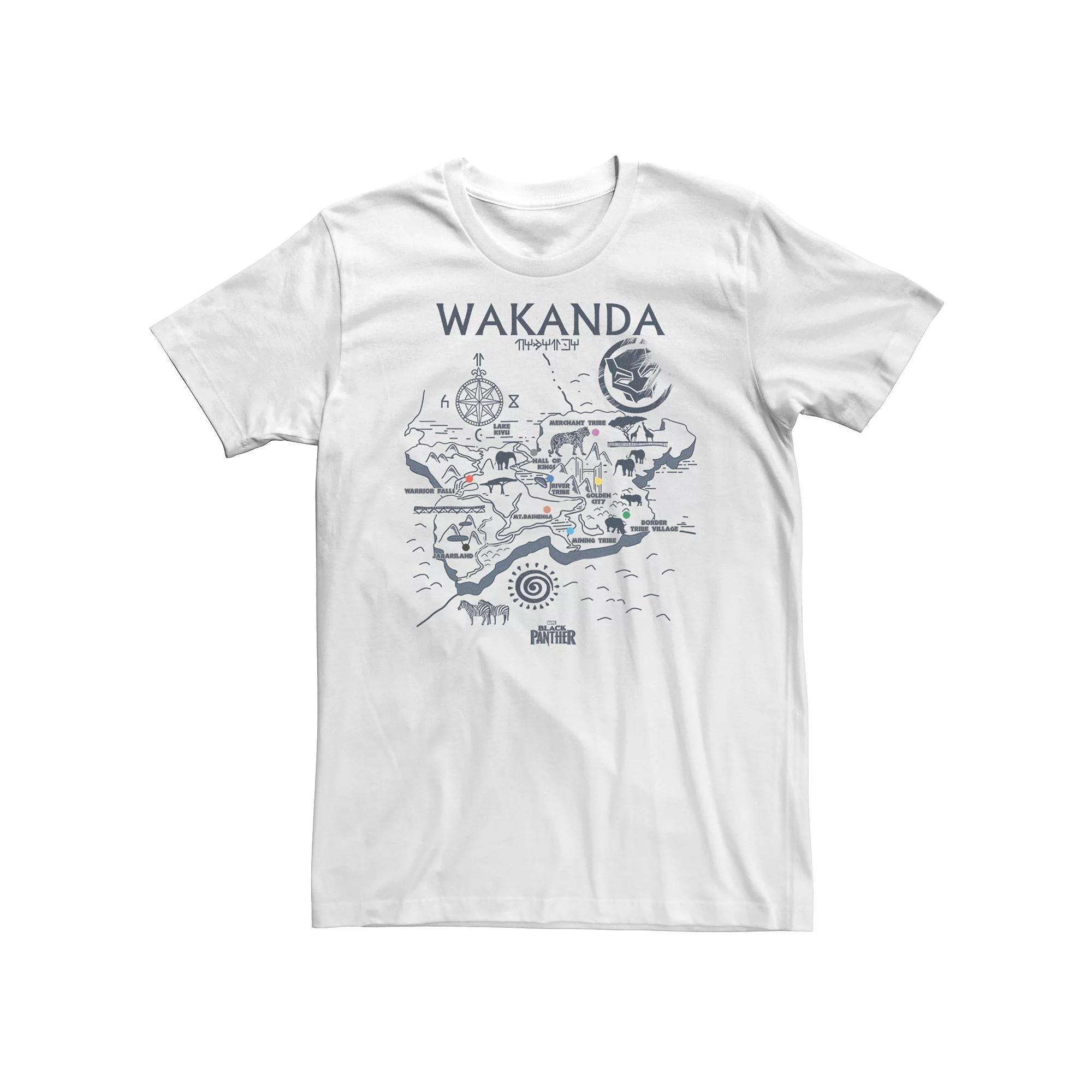 Big & Tall Marvel Black Panther Kingdom of Wakanda Map Tee, Men's, Size: XXL Tall, White Product Image
