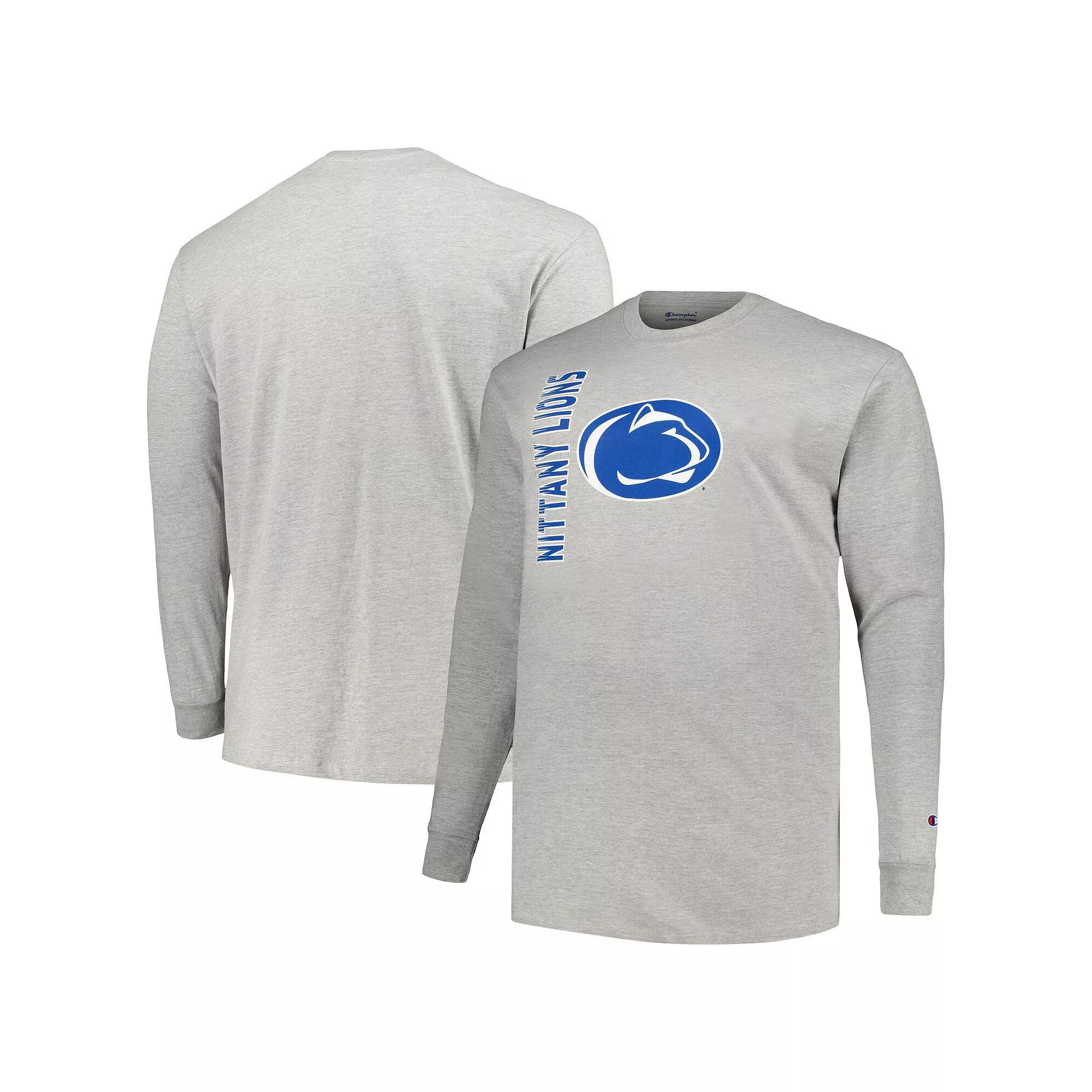 Men's Champion Heather Gray Penn State Nittany Lions Big & Tall Mascot Long Sleeve T-Shirt, Size: 3XB, Grey Product Image