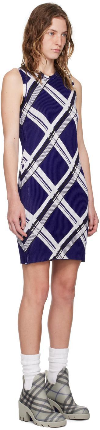 BURBERRY Blue Check Midi Dress Product Image