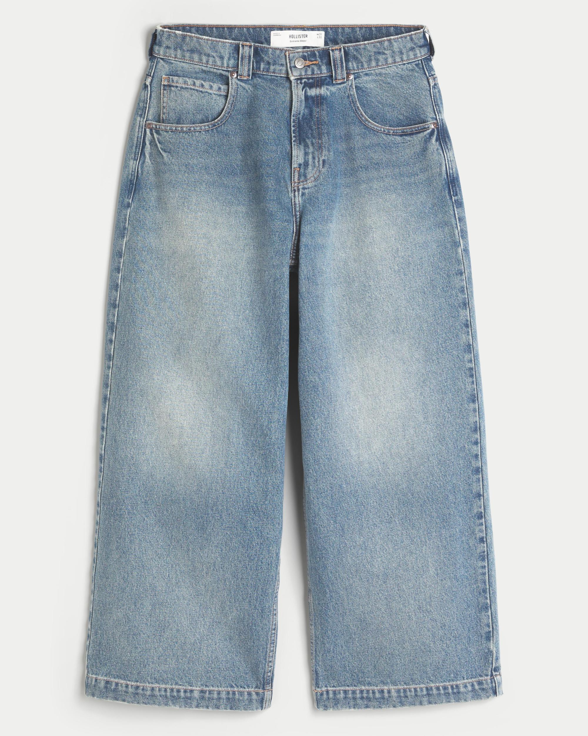 Ripped Light Wash Extreme Baggy Jeans Product Image