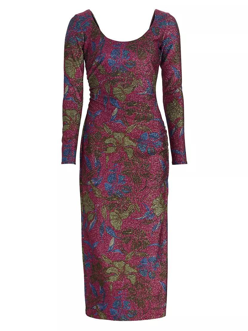 Jude Metallic Floral Midi-Dress Product Image