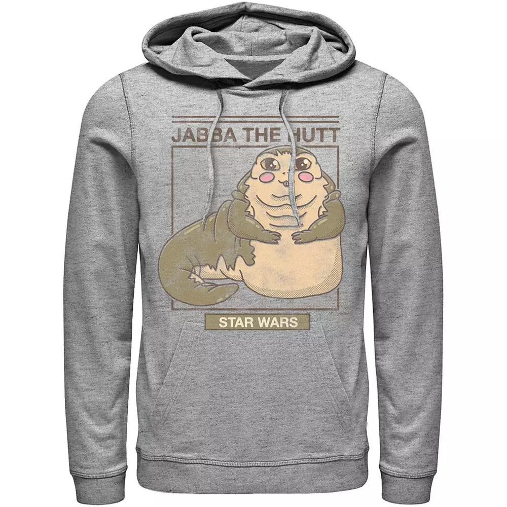 Men's Star Wars Jabba The Hutt Cartoon Cute Portrait Grid Hoodie, Size: XL, Red Product Image
