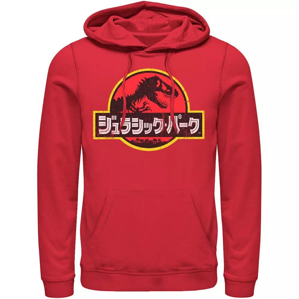 Mens Jurassic Park Logo Outlined Hoodie, Men's, Size: XL, Athletic Grey Product Image