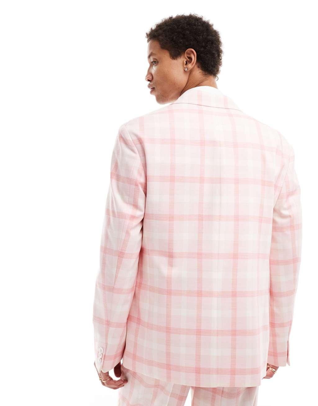 Viggo eriksen checked oversized suit jacket in light pink Product Image