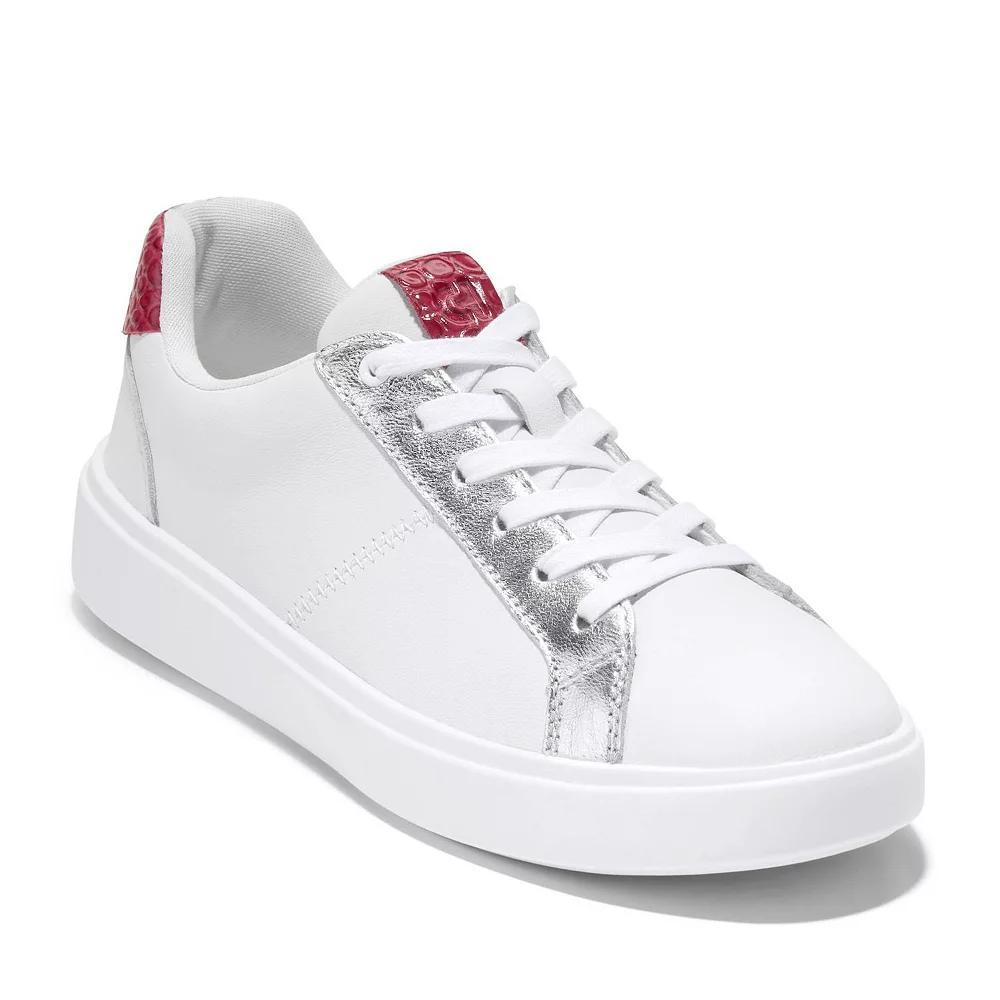 Cole Haan Grand Crosscourt Coaster Women's Sneakers, Size: 8.5, White Silver Red Product Image