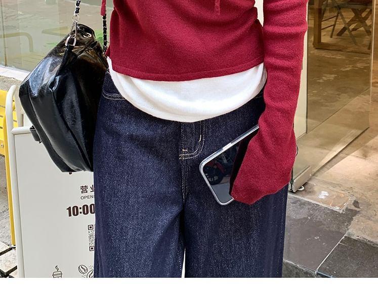 Two Tone Hooded Mock Two-Piece Sweater Product Image