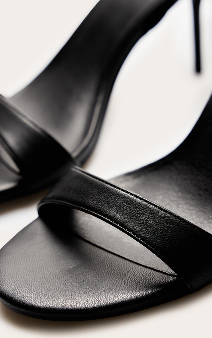 Black Pu Round Toe Lace Up High Stiletto Heeled Sandals Product Image
