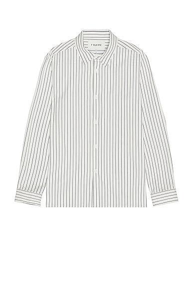 FRAME Classic Stripe Shirt in White Product Image
