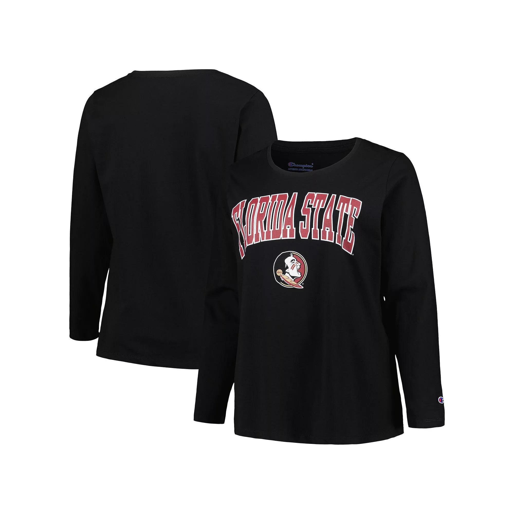 Women's Profile Black Florida State Seminoles Plus Size Arch Over Logo Scoop Neck Long Sleeve T-Shirt, Size: 4XL Product Image