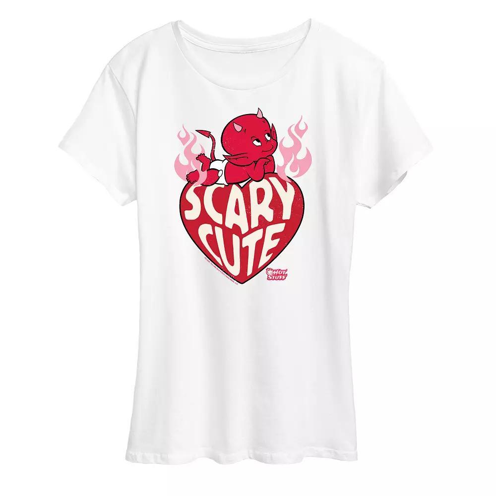 Womens Hot Stuff Scary Cute Graphic Tee, Girls Heather Grey Product Image