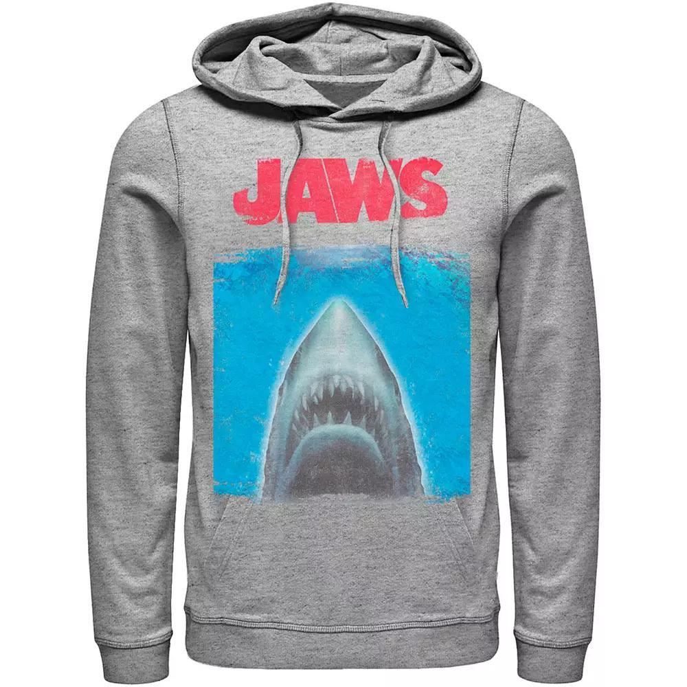 Men's Jaws Open Water Poster Hoodie, Size: 3XL, Athletic Grey Product Image