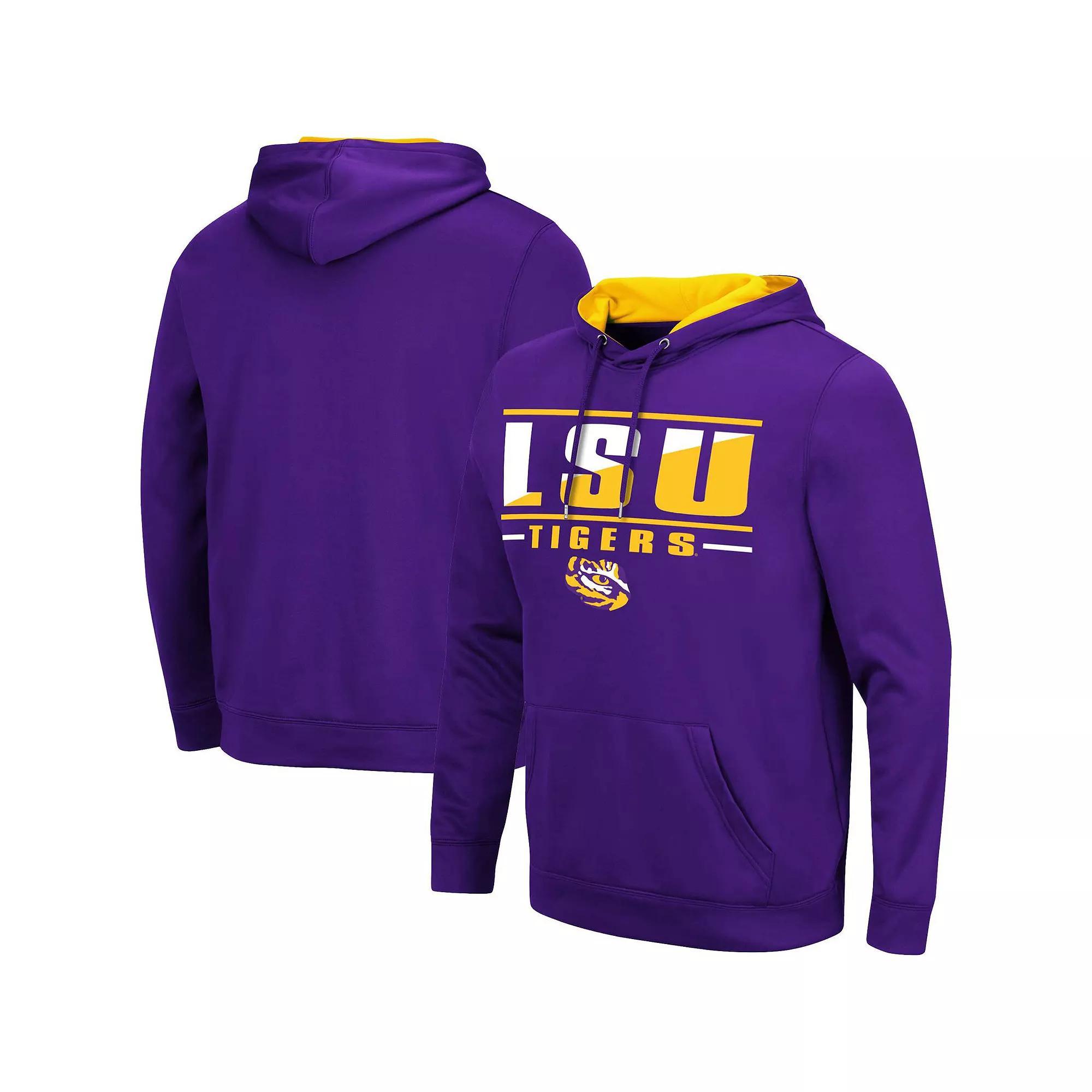 Mens Colosseum LSU Tigers Slash Stack 2.0 Pullover Hoodie Product Image