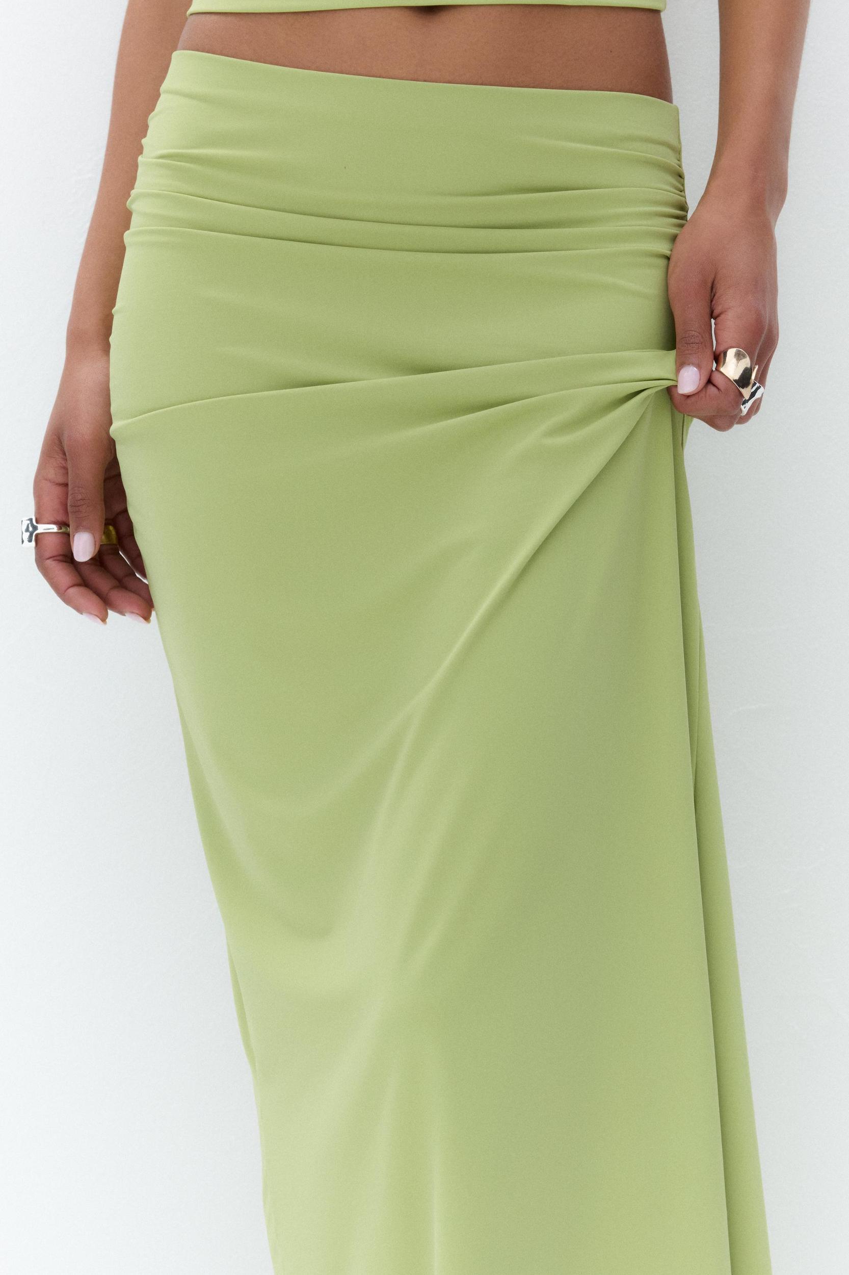 Gathered polyamide midi skirt Product Image